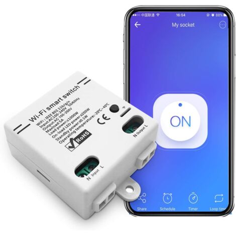 WiFi Smart Switch Intelligent Télécommande Universelle sans Fil Commande vocale avec Minuterie Commutateur DIY 2.4G WiFi Commutateurs À Distance Compatible avec Alexa, Google Assistant, IFTTT(1 Pack) (1/5)