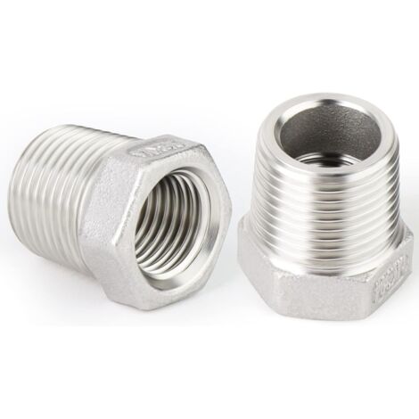 2 pièces 304 bague hexagonale de réduction en acier inoxydable, Raccord fileté mâle x femelle,raccord adaptateur de tuyau BSP 1" femelle à 3/4" mâle (1/5)