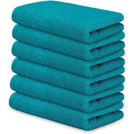 Lot de 6 Serviettes 30x50 cm Coton 450g/m² Douces Absorbantes Visage Toilette Invités Maison Hôtel Spa Océan (1/5)