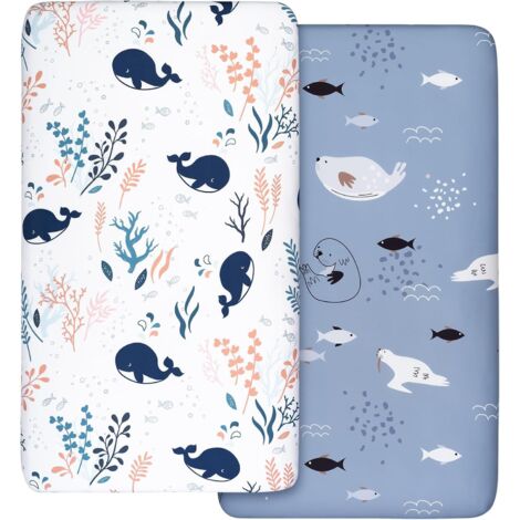 Lot de 2 Draps-housses Microfibre Respirants Oeko-tex100 Pour Matelas Berceau (1/5)