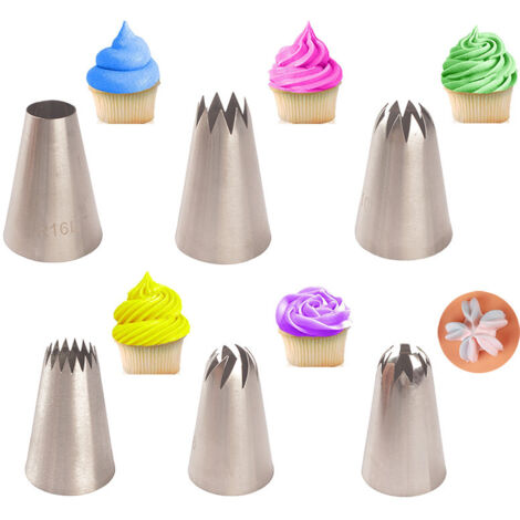 1 Jeu de 6 Grand Douilles Pâtisserie en Acier Inoxydable DIY Kits Décoration de Gâteaux (1/5)