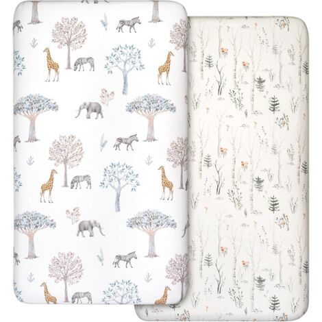 Lot de 2 Draps-housses Microfibre Respirants Pour Matelas De Berceau Ovale Et Sablier (1/5)