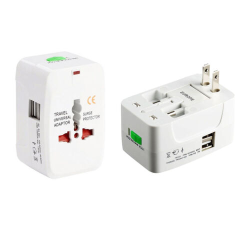Adaptateur Voyage Universel, Adaptateur Prise Universelle Multi-Fonction avec 2 Ports USB, France, USA, UK et Australie, Plug Adapter All-in-One (1/3)