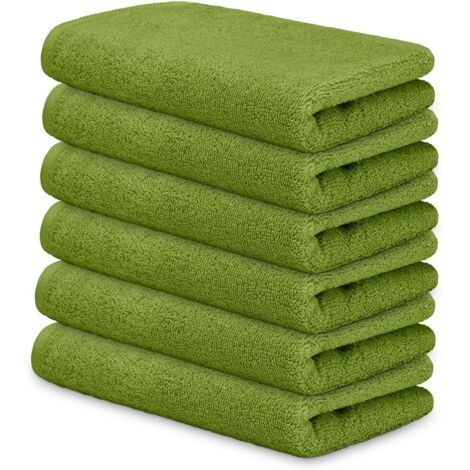 Lot de 6 Serviettes 30x50 cm Coton 450 g/m² Douces Absorbantes Visage Toilette Invités Maison Hôtel Spa (1/5)