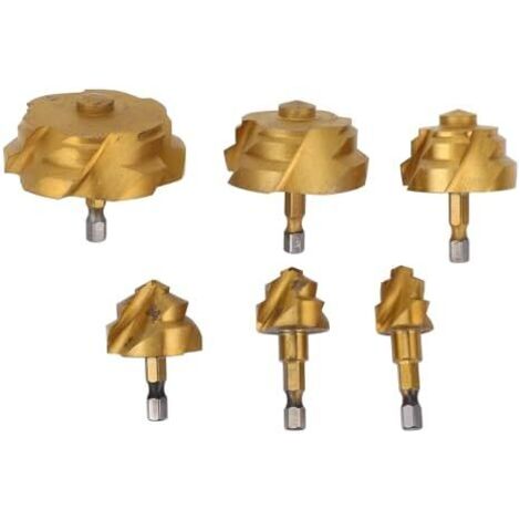 Lot de 6 Forets étagés Levage PPR, D'alésoir, Jeu Réparation D'expansion pour Tube Tuyau d'eau en Plastique Tige Hexagonale 1/4 Pouce - (1/5)