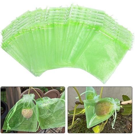 100 pièces Sac de Protection Fruits, Sachet Raisin, Sachets en Organza Respirant avec Cordon Serrage, pour Potéger Les Grappes Fruits des Frelons et Oiseaux(20cm x 15cm) - 20cm 15cm(100pièces) (1/5)