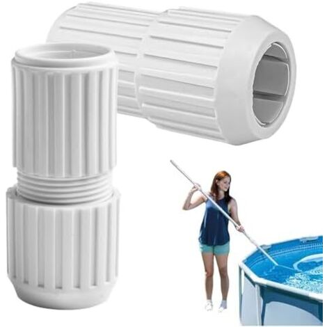 Lot de 2 raccords tige télescopique piscine avec serrure à came, pièces rechange robustes pour tiges piscine, compatibles épuisette, aspirateur sol et accessoires - (1/5)
