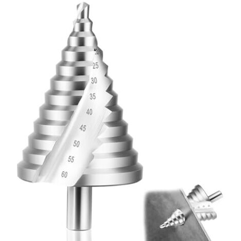 Foret Étagé Ø 6-60 mm, Étage Metal HSS (Acier Rapide), Fraise Etage Revêtement en Titane, Pour le bois, plastique, les tôles métalliques (3 mm) - (1/5)