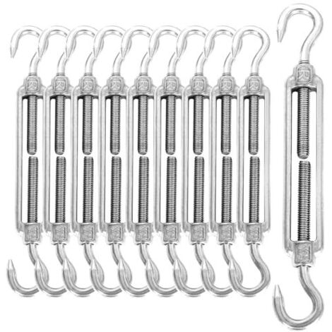 Lot de 10 tendeurs câble M6 en acier inoxydable 304 - En Câble serrage Crochet et crochet, Réglable De Ridoir Et Oeil Ensemble Heavy Duty (1/5)