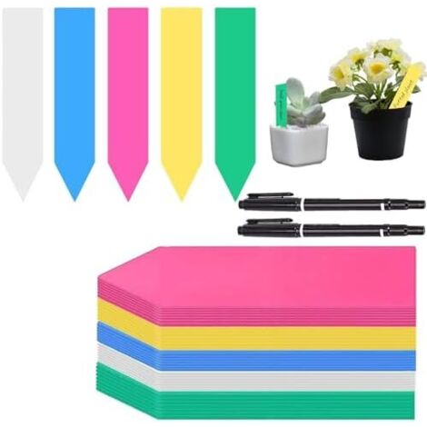 500 Pièces Étiquettes de Jardin Imperméables, Multicolore en Plastique, 10 x 2 cm Mini Garden Plantes Tags Livré avec Stylos Noirs - (1/5)