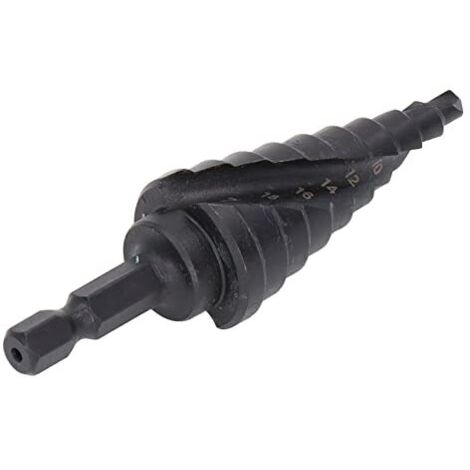 Milwaukee Ensemble de forêts étagés pour métal et acier, foret étagé HSS avec rainure spirale, alésage trou pagode, outil à tige hexagonal, noir, 10 étapes (4-22mm) - (1/5)