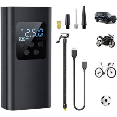 Aischens Compresseur à Air Portatif 150PSI(10,3Bar), Gonfleur de Pneus sans Fil Portable pour Voiture, 6000mAh Mini Pompe Electrique avec LED, Voitures, Motos, Vélos, Ballons - (1/5)