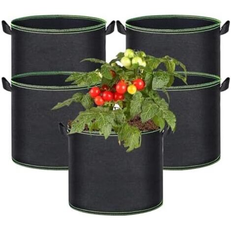 5 Piece Sac de Plantation pièces 20L, Non-Woven Planting Bag with Handle Plant Container, Heavy Duty Padded Fabric Planter pour Les Fleurs, Fruits, légumes et Plantes - (1/5)