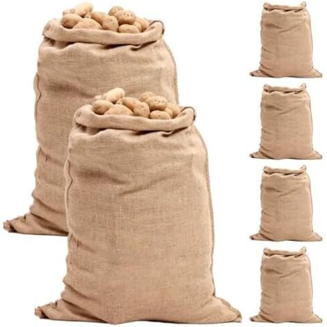 Lot de 6 sacs en jute XXL - 52 x 74 cm Capacité charge 35 kg Jute durable pour conservation des aliments (1/5)