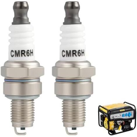 2 Pièces Bougies d'Allumage CMR6H, Bougie Tondeuse, Solide Résistante aux Hautes Températures, Compatible avec Tondeuses, Débroussailleuses, Tronçonneuses - (1/5)
