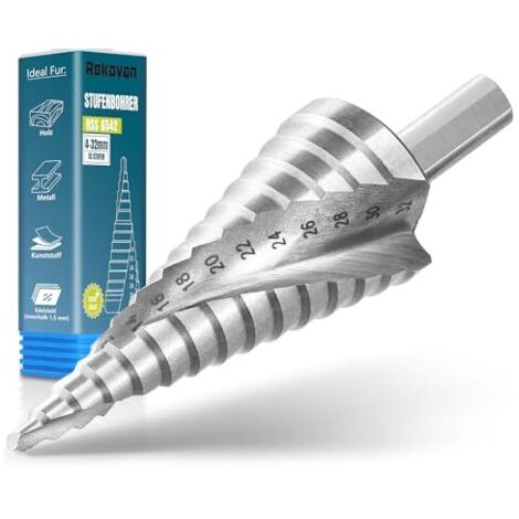 Foret Étagé Metal, 4-32 mm, HSS 6542 professionnelle pour métal, acier, plastique, bois, bricolage, Conique percer, aléser, ébavurage, Tige de 10 mm chaque mandrin perçage - (1/5)