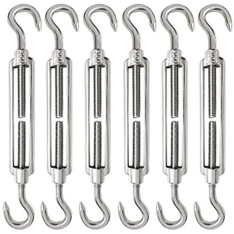6 Pièces Tendeur Cable M6 Inox 304 Réglable Crochet de Ridoir et pour Fil Acier Corde - (1/5)
