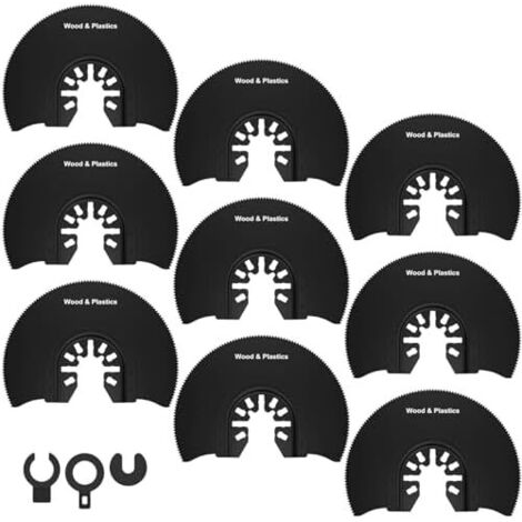 Lot de 9 lames scie oscillantes en acier au carbone - 3-1/2" Multi-usages Demi-cercle Multifonctions Lames d'outils robustes pour couper le bois et plastique (1/5)