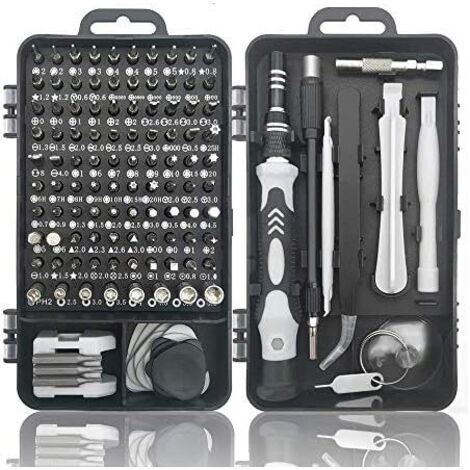 115 en 1 Tournevis électronique de précision avec étui portable compatible ordinateur, téléphone portable, PC, iPhone, etc. Noir - (1/5)