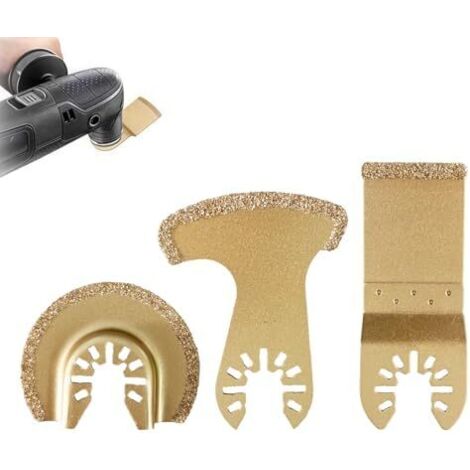 3 Pièces Outil D'Oscillation En Carbure, Lames de scie pour outils multifonctions, Lame De Scie Oscillante Carrelage Accessoires Polir le Ciment, Gravier, Meulage, Poncer, - (1/5)