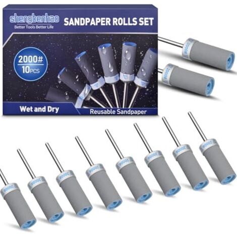 10 Pièces 2000 Grains Tambour De Ponçage pour Dremel Outils Rotatifs, Manchons de avec Tige 1/8" Polissage et -