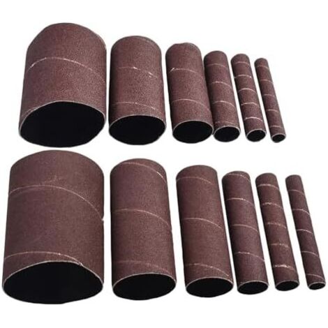 Lot de 12 manchons ponçage abrasifs 11,4 cm, grain 80/120, pour ponceuse à broche oscillante, traitement du bois, métal, plastique, jade - (1/5)