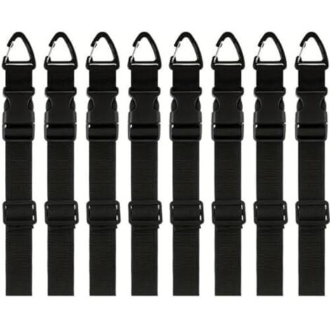 Lot de 8 sangles rangement réglables avec clip triangulaire, robustes pour tuyaux câbles et outils, aide au garage atelier, noir (2,5 x 65 cm) - 2.565cm (1/5)