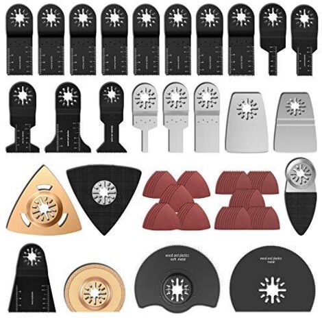 100Pcs outil multifonction lames de scie universelle, Accessoires outils oscillant multifonction, Lame oscillantes pour Bosch Dewalt Makita Couper coins Bois Carrelage Clou (100Pcs) -
