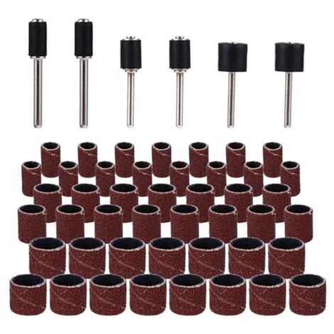 Kit 51 Pièces Manchons de Ponçage et Bandes Abrasives pour Ponceuse à Tambour, Taille Standard, Compatible Outils Rotatifs, Accessoires Bois Plastique Métal, - (1/5)