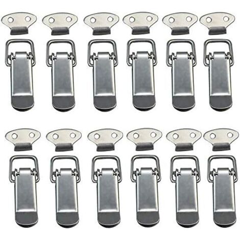 Fermeture à Levier, Loquet Ressort, 12 PCS Bascule Fermoir Ressort avec Crochet en Acier Inoxydable pour Coffret, Boîte, Tiroir, Armoire, Trousse médical - M (1/5)