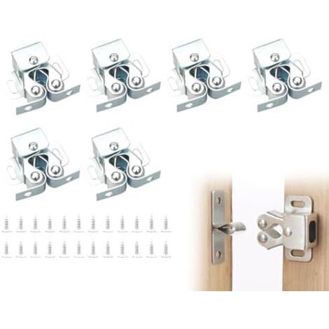Lot De 6 Fermoirs Porte Avec Vis À Double Rouleau,Fermeture Placard,Fermeture Placard,Quincaillerie Portes Et Loquets,Ferme-Portes,Porte Pour Meubles Maison, Placard(Argent) - (1/5)