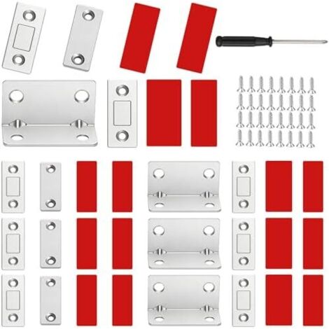 8 Pièces Aimant Porte Placard Puissant, Ultra Mince Loqueteaux Magnétiques Adhesif, de avec Vis, Meuble Fermeture Magnétique pour Tiroir, Armoire, Coulissant - (1/5)