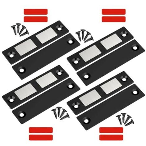 Lot de 4 aimants porte magnétiques - Noir Verrouillage d'armoire robuste 30 Lb Double aimant verrouillage pour camping-car, cuisine, armoire, grange (1/5)