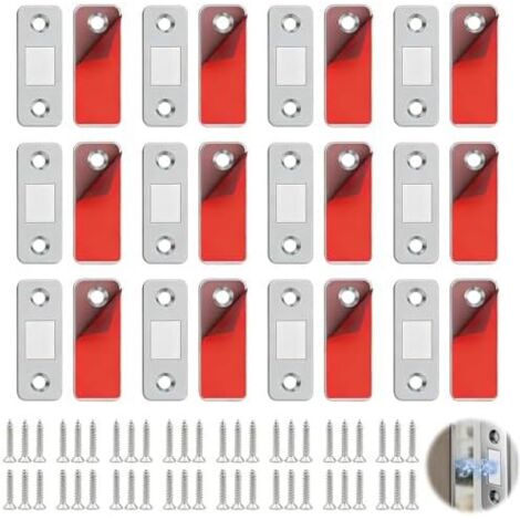 12 Paquets Aimant Porte Placard, Loqueteau Magnétique Ultra Fin avec Adhésif, Magnétiques Puissant de Placard Cuisine Loquet pour Coulissante Tiroirs Fenêtre Armoire - (1/5)