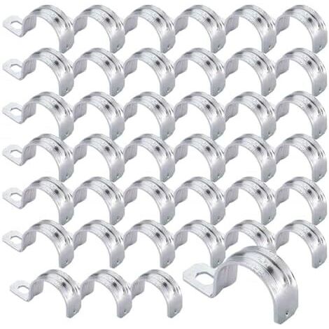 40 Pièces Colliers de Serrage, Serrage en U, U Fixation, pour fixer des câbles, tuyaux caoutchouc, conduites gaz, d'évacuation eaux pluviales(1/2 ") - 1/2 " (1/5)