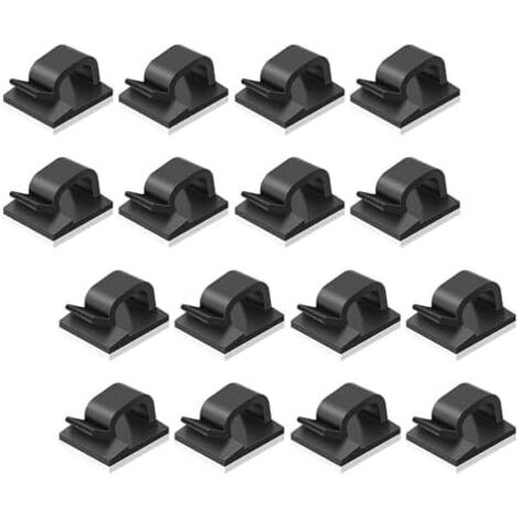 50 Clips Câbles Auto-adhésifs en Plastique Noir, Léger et Facile à Coller, Organisateur de pour Maison Voiture - (1/4)