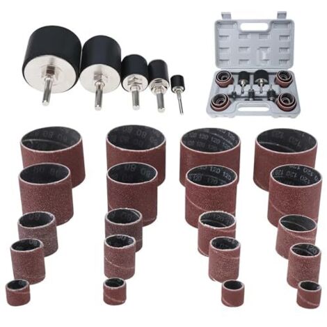 Lot de 25 rouleaux abrasifs pour perceuse avec boîte, manchons abrasifs, ruban abrasif, papier grain 80 et 120 - (1/5)