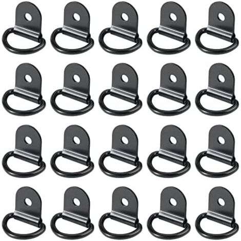 20 pièces Anneaux D'arrimage,anneaux d'arrimage,Anneau Arrimage inox,remorque d'anneau montage d, anneau d arrimage rond pour Pliable avec verrouillage de charge dans les voitures(36 x 25 mm, Noir) - (1/5)