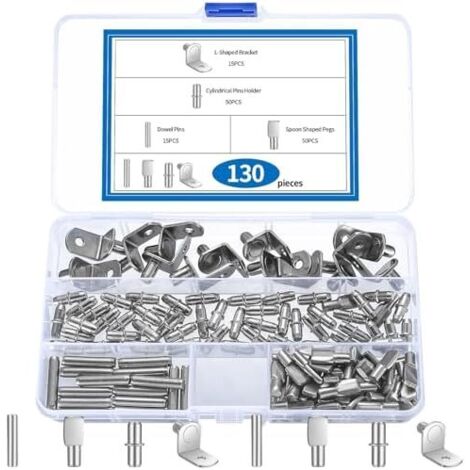 130 Pièces Taquet Etagere, 5mm 6mm Chevilles de Support d'étagère, Etagere en Métal, Taquets pour étagères, étagère Armoire, Placard Verre, Meubles - 4 Styles (1/5)