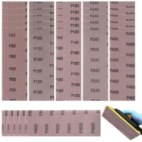Pro 30 Pièces Bande Abrasive en Filet 80x230mm Sans Poussière Anti-blocage Grains P80 P120 P180 P240 P400 P600 Compatible Ponceuse Orbitale Manuelle Pour Bois Métaux Peinture Plastique Voiture - (1/5)