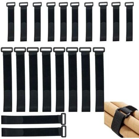 Sangles élastiques 20 pièces 2 tailles 20/30 cm, attaches réutilisables antidérapantes pour câbles, tuyaux, sport, maison et bureau, noires - (1/5)