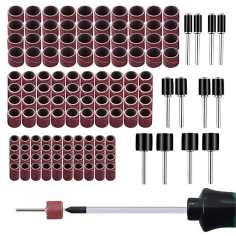 Kit de tambours ponçage, manchons ponceuse à broche - tambour pour et perceuse, 132 pièces, le polissage,Papier abrasif grains l'amélioration (1/5)