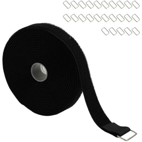 Sangles de Câble Réglables 5m x 2.5cm avec 25 Boucles, Attaches Réutilisables Noires,Serre-Câble Autoadhésifs Réutilisables, Bande Fixation à Crochet et Boucle pour Gestion des Câbles - (1/5)