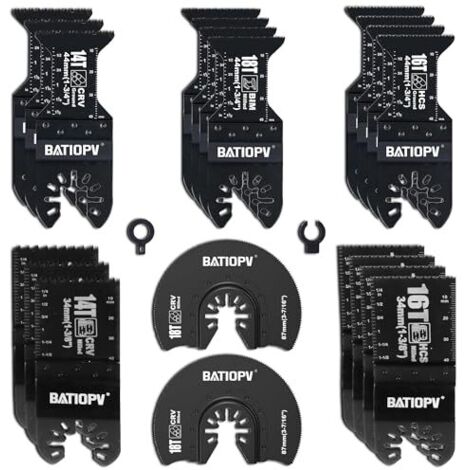 20Pcs Lame de Scie Oscillante Universelles pour Outil Multifonction - Compatibles avec Makita, Fein, Dremel, Dewalt Coupe Bois, Métal, Clous, Plastique. Accessoires Précis et Durables (1/5)
