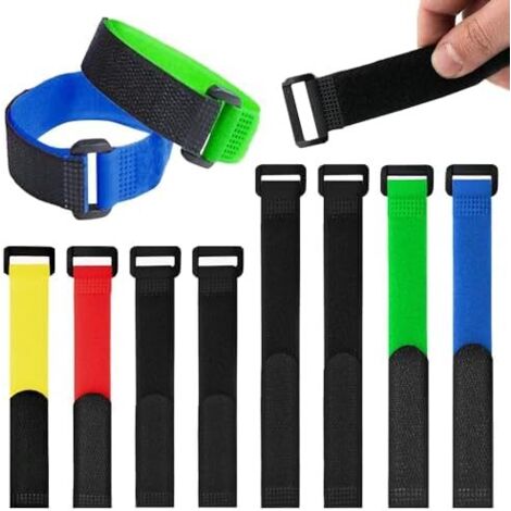 Lot de 8 sangles câble auto-agrippantes, réutilisables, durables et fonctionnelles avec boucles, auto-agrippantes réglables pour vélo stationnaire, pneus, casque - (1/5)