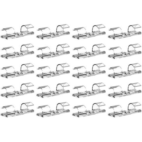 Clips de câble adhésifs – Ensemble gestion fils 20 pièces, supports d'organisateur cordon transparents, système serre-câble auto-adhésif, accessoire routage mural voiture burea Medium Size - (1/5)