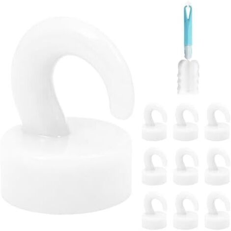 10 Pièces Crochets Magnétiques en Néodyme 3 kg, 18mm Crochet Aimanté Puissant, Aimant avec Puissants Détachables, Plastique ABS Porte Manteau Magnetique pour Réfrigérateurs, Cuisine, Plafond -
