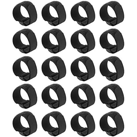 Attaches de câble cerclage avec crochet et boucle, 20 pièces, boucle en plastique réutilisable, fermeture à Nylon noir (20  300mm) - 20300mm (1/5)
