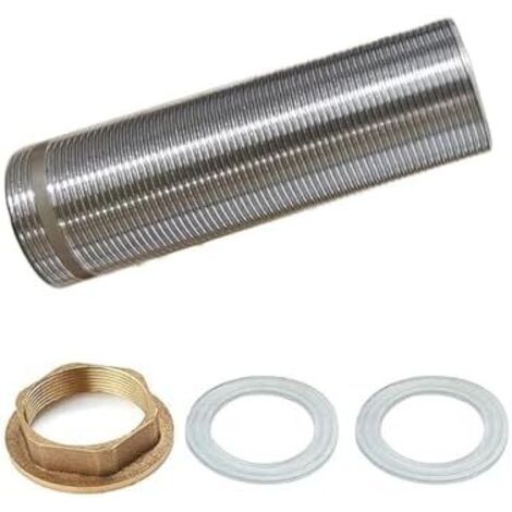 Écrous de tuyau en laiton pour robinet d'eau froide et chaude - Rallonge tube fileté (100 mm Acier inoxydable) 100mm- Edelstahl (1/5)