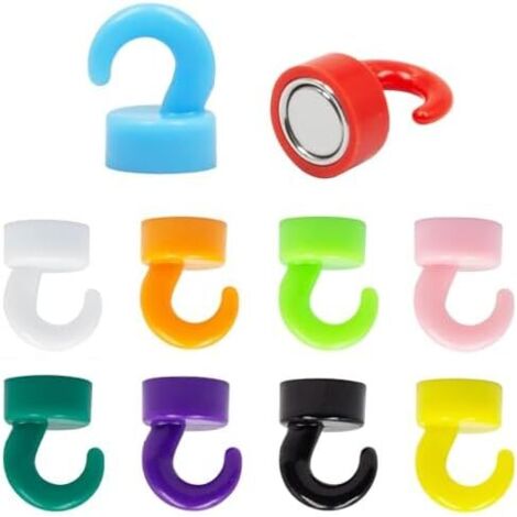 Lot de 10 Crochets Magnétiques Extra Puissants Sans Perforation,Crochets en Mignons,Crochet Cruise Robuste,pour Casiers Camping,Réfrigérateur - (1/5)